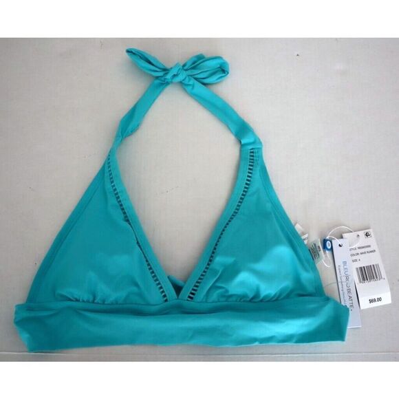 Bleu Rod Beattie Sz 4 Wave Runner Blue Behind the Seams Halter Bikini Top $69 - Picture 1 of 5